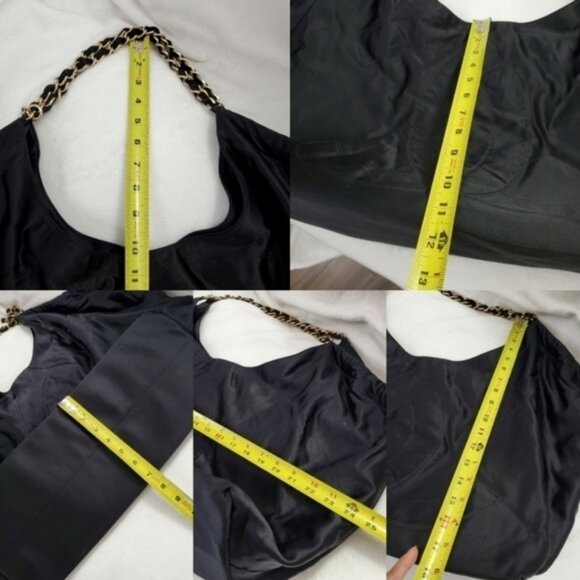 Authentic Chanel Large CC Satin Hobo Bag Black and Gold Chain - Picture 14 of 14